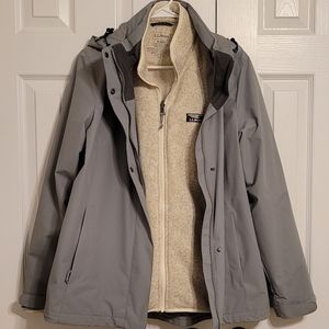 Women's L.L.Bean Sweater Fleece 3-in-1 Jacket, Gray, Medium